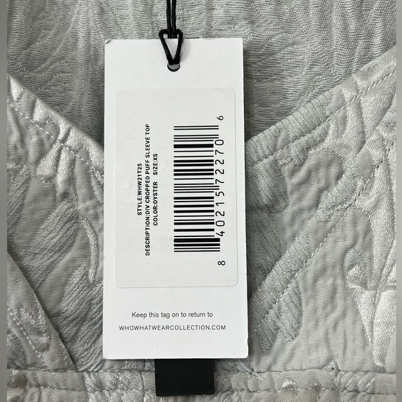 Who What Wear Collection Cropped Puff Sleeve Top Oyster XS - Picture 5 of 13